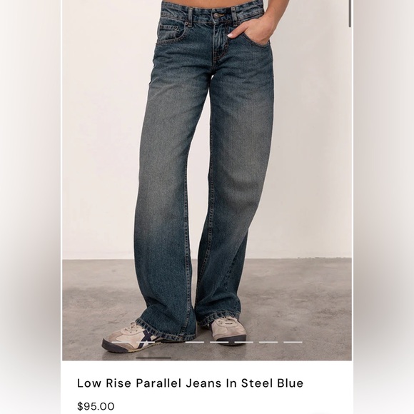 Motel Rocks Low Rise Parallel Jeans In Steel Blue - Picture 5 of 5